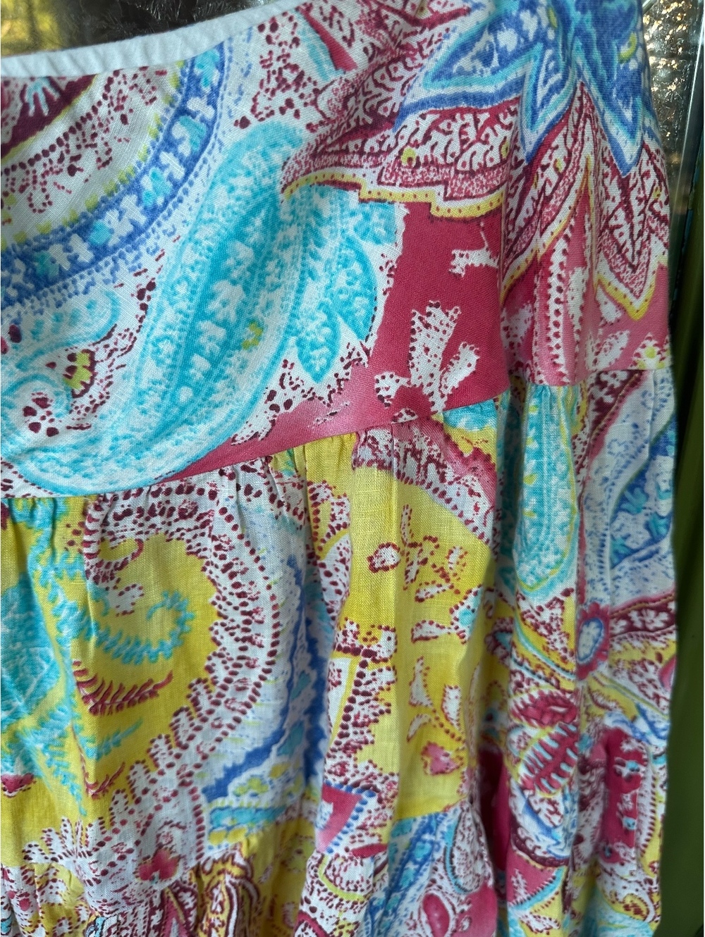 Women’s large tiered preppy boho linen midi skirt Ralph Lauren paisley - Picture 3 of 5